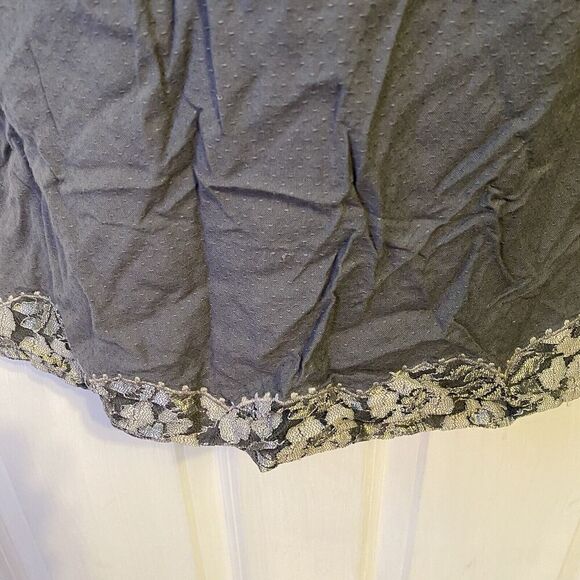 Y2K ASOS Mini Dress Women Size 6 Gray Lace Double V Neck Tie Back Sexy Feminine - Picture 9 of 10